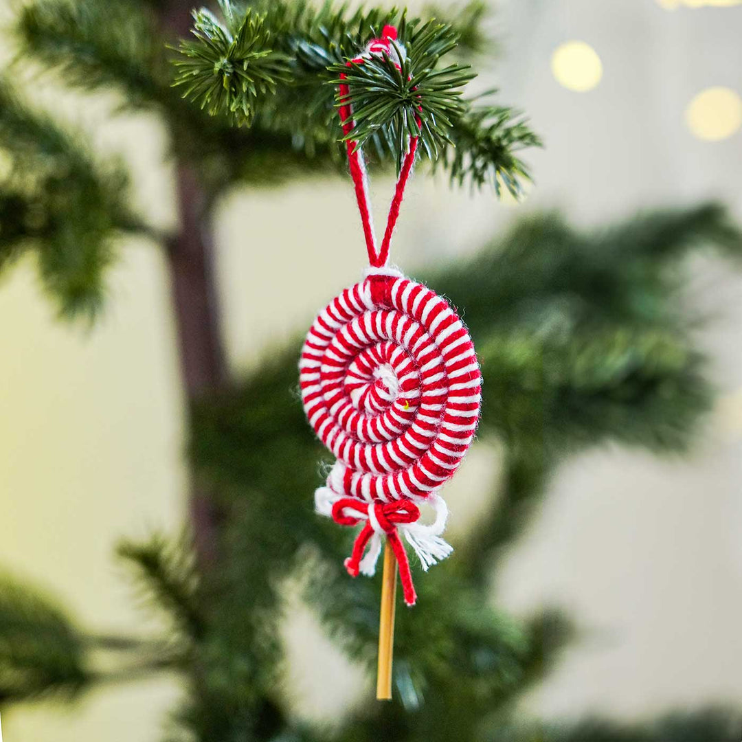 Handmade Whimsy Lollipop Felt Ornament For Christmas Tree Decoration