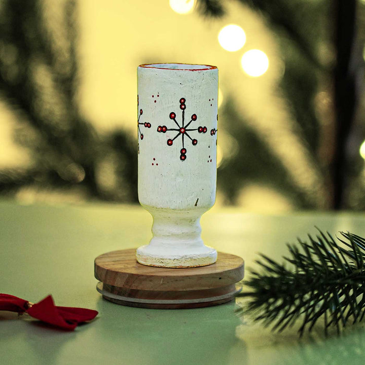 Handmade White Multifunctional Terracotta Candle Holder For Christmas Table Decoration