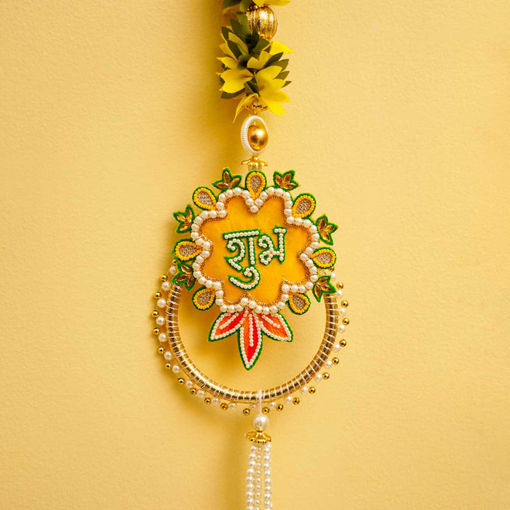 Handmade Yellow And Green Gajra Shubh Labh Hanging