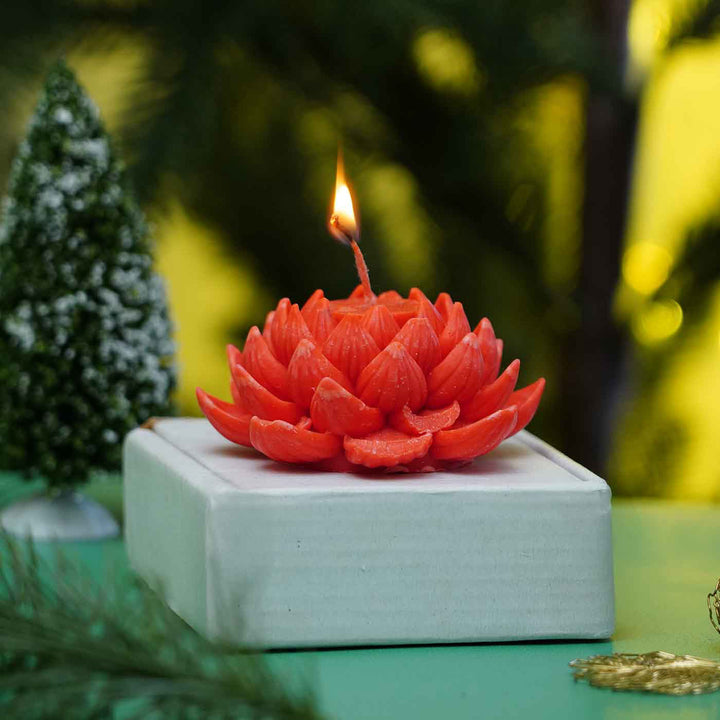 Handmade Scented Lotus Soy Wax Candle For Christmas Decoration