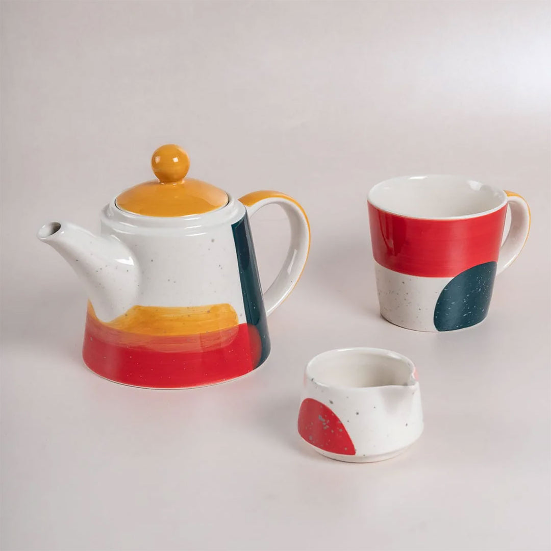 Handpainted Multicolour Ceramic Tea For One