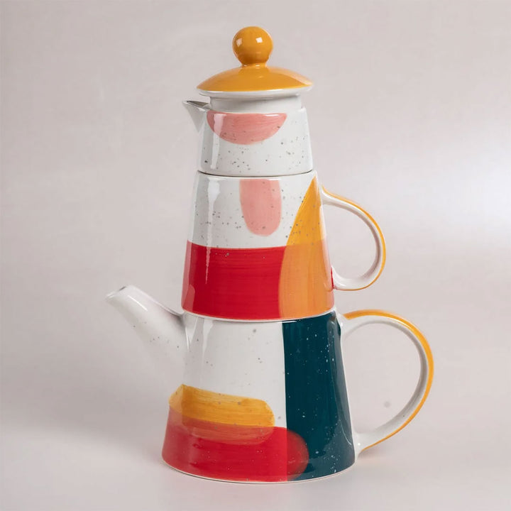 Handpainted Multicolour Ceramic Tea For One