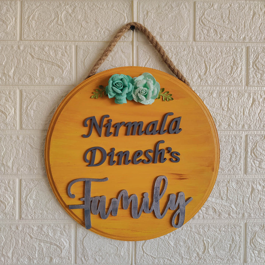 Handcrafted Personalized Wooden Floral Nameplate
