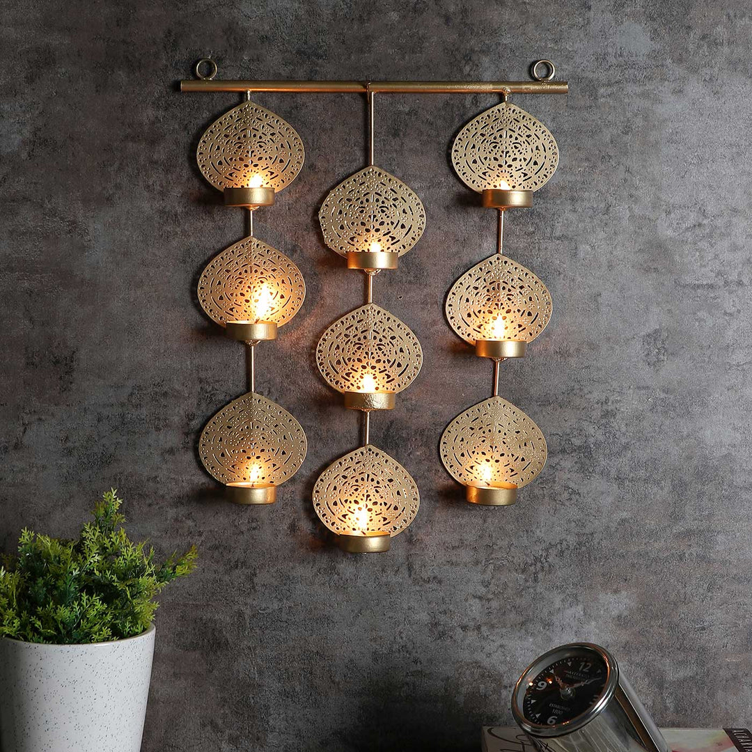 Handmade Hanging Leaves Tealight Holder