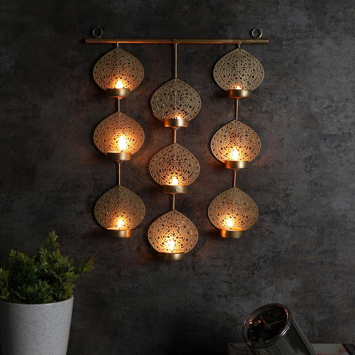 Handmade Hanging Leaves Tealight Holder