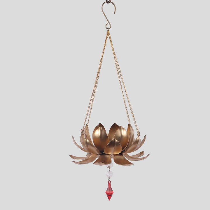 Handmade Hanging Lotus with Beads Tealight Holder