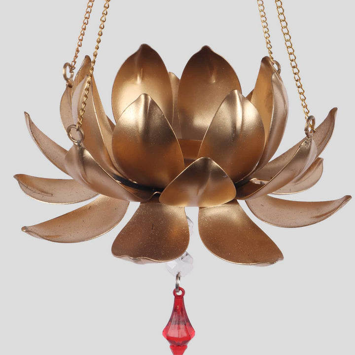 Handmade Hanging Lotus with Beads Tealight Holder