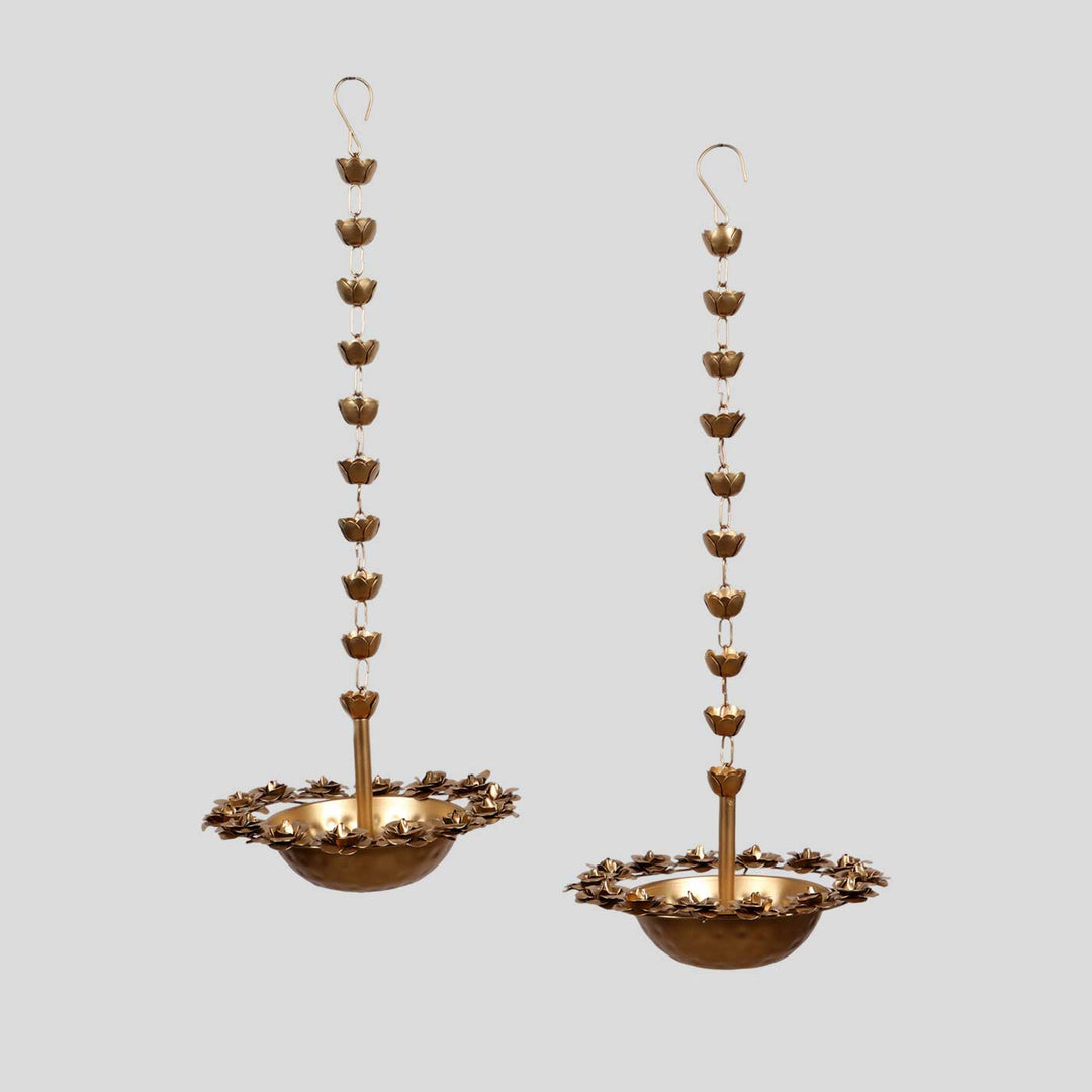 Handmade Hanging Rose Urli | Set of 2