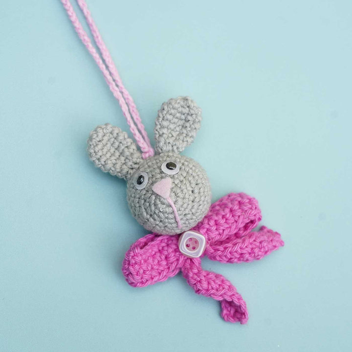 Handmade Crochet Hunny Bunny Kids Lumba Rakhi With Roli Chawal