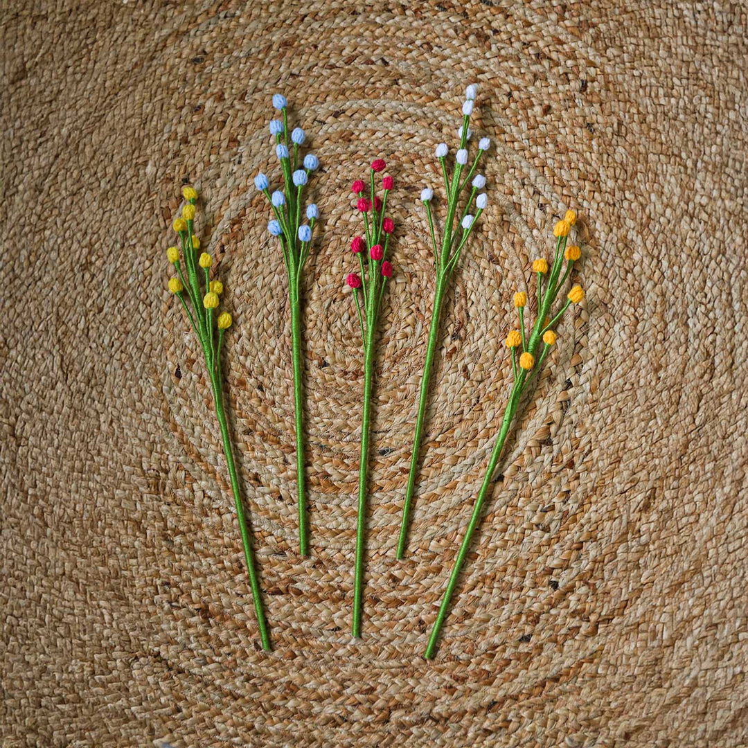 Handmade Crochet Multicolour Stems Bunch | Set Of 10