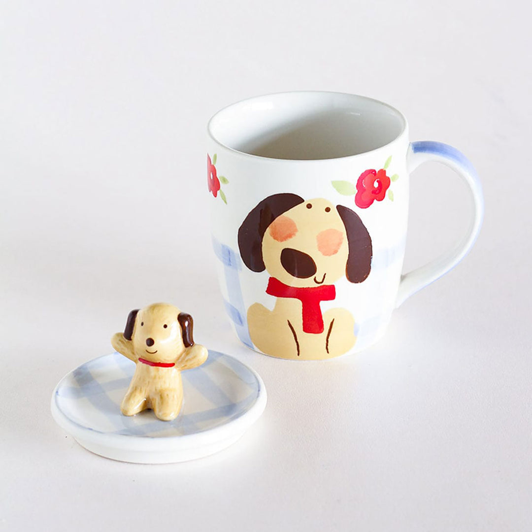 Hand-Painted Hey Buddy Puppy Mug With Lid