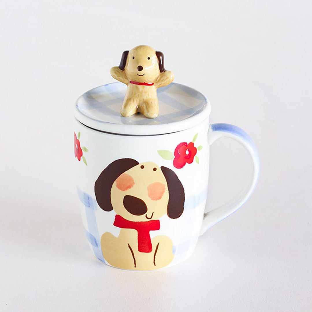 Hand-Painted Hey Buddy Puppy Mug With Lid