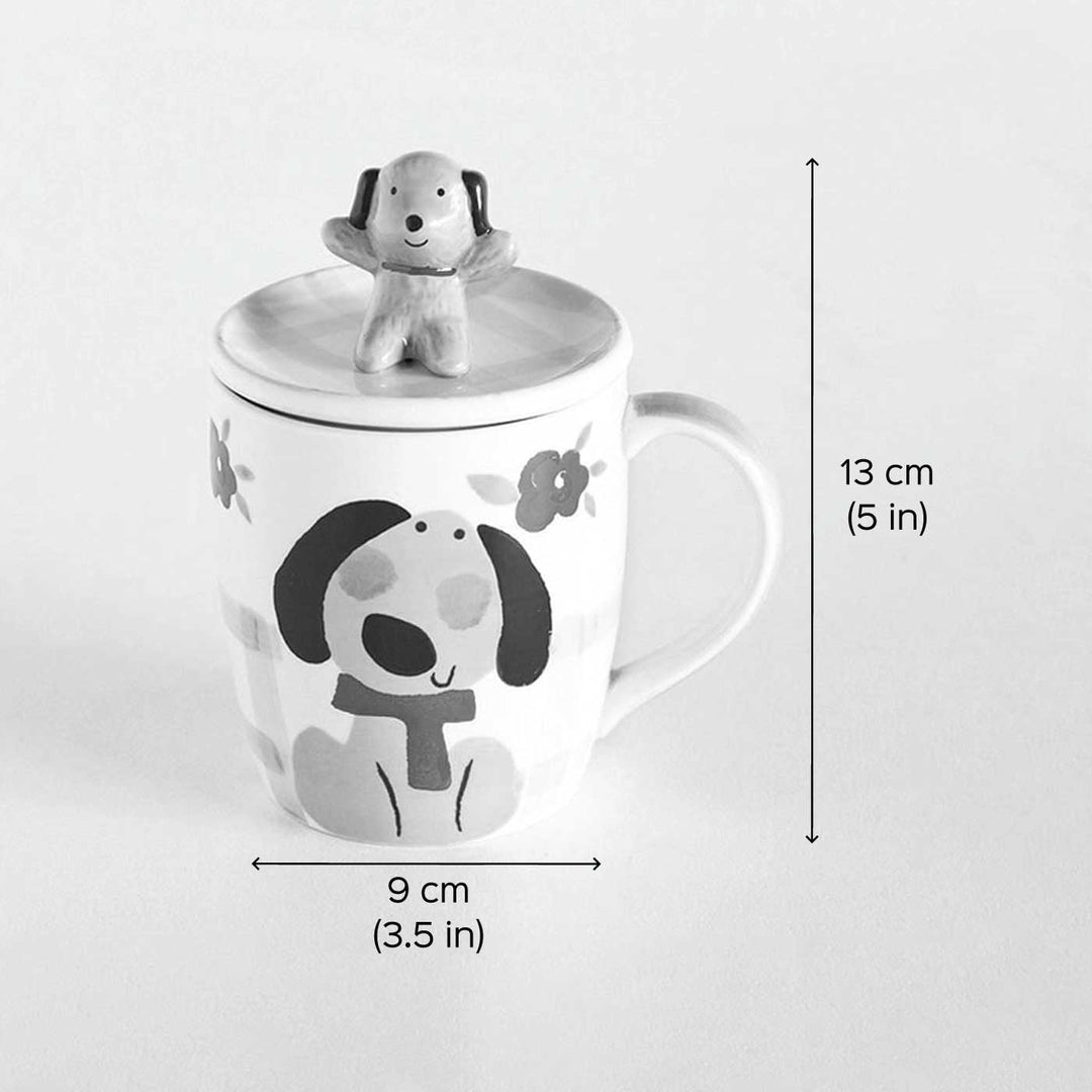 Hand-Painted Hey Buddy Puppy Mug With Lid