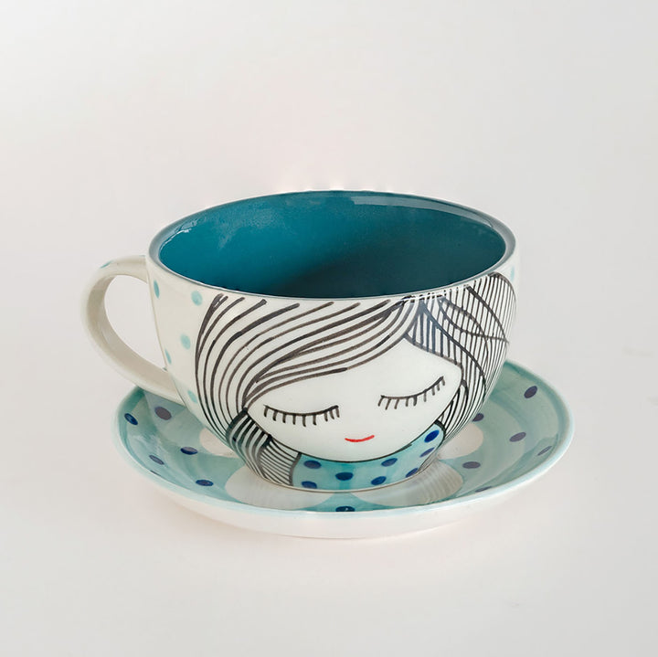 Handmade His & Her Morning Teacups & Saucers Set | Set Of 2