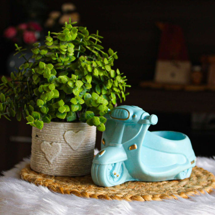 Hand-Painted Scooter Terracotta Planter Pot