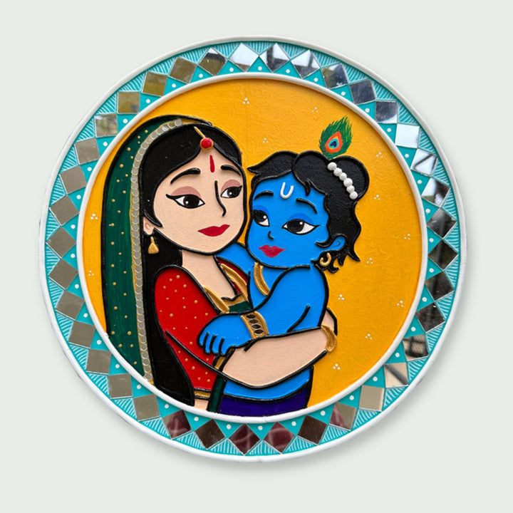 Yashoda And Krishna Lippan Art Wall Plate