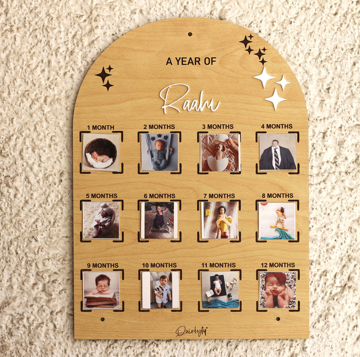 Photo Personalized Printed "A Year of Celebration" MDF Wood Frame For Newborns