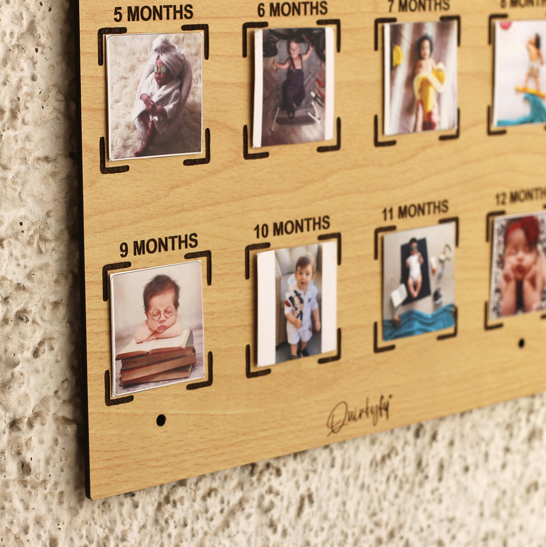 Photo Personalized Printed "A Year of Celebration" MDF Wood Frame For Newborns