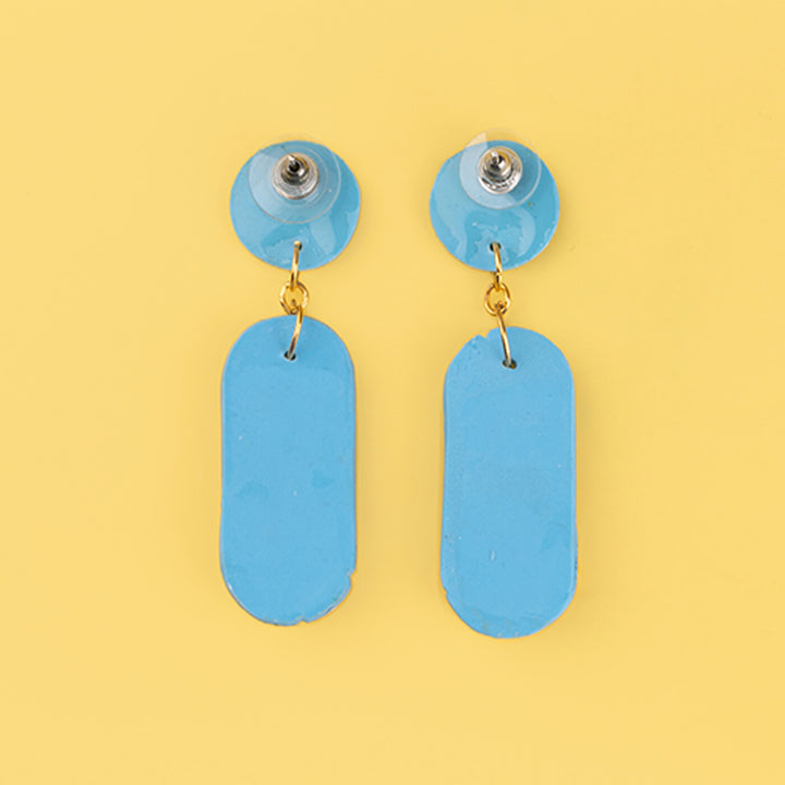 Handcrafted Clay Blue Floral Earrings