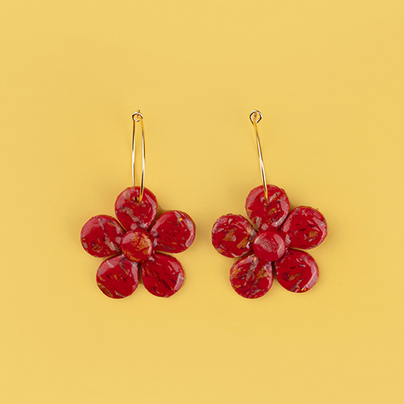 Buy Red Sparkle Chubby Hoop Earrings Online