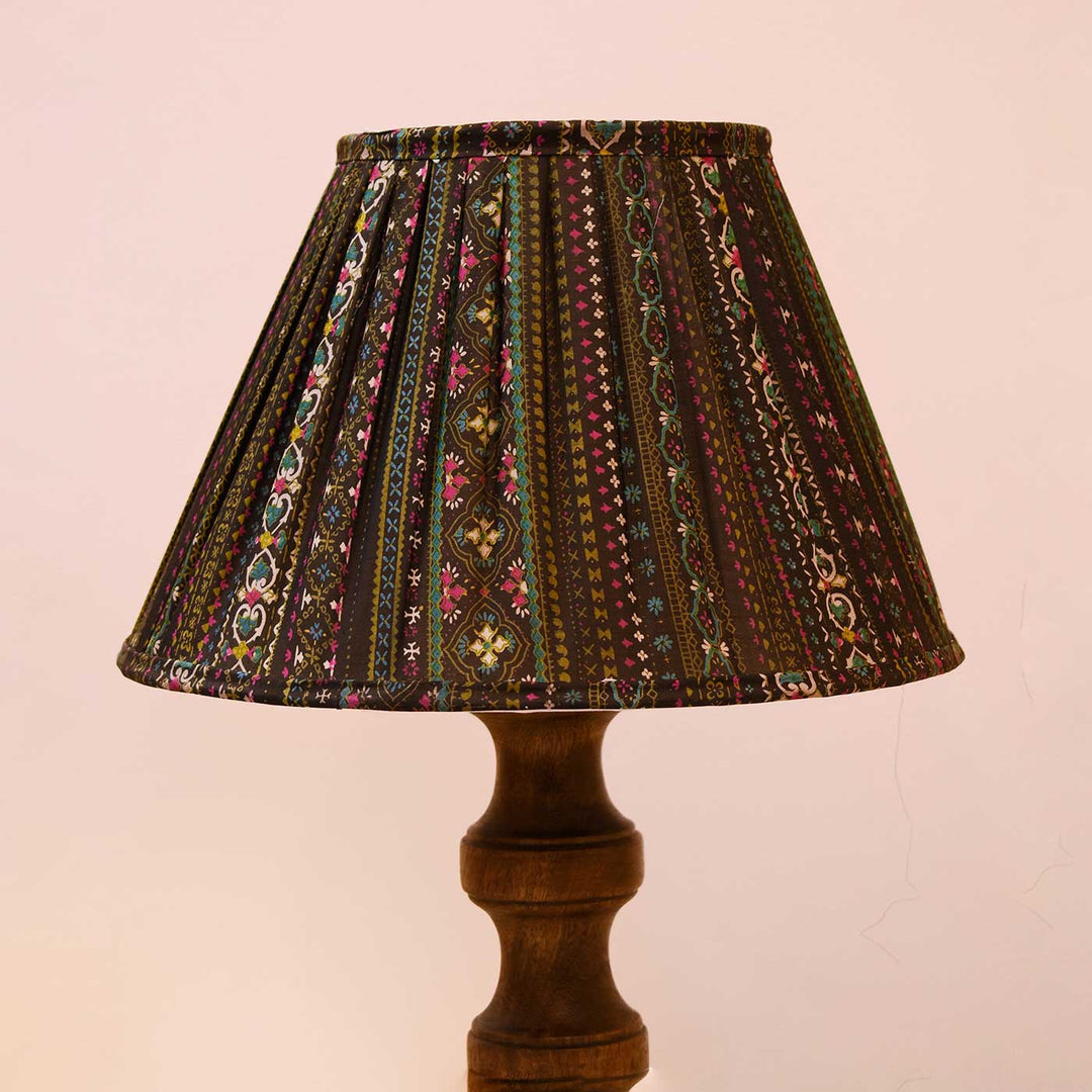 Upcycled Pink & Grey Sari Pleated Empire Lampshade