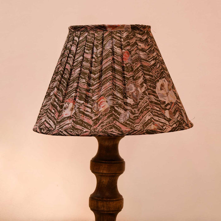 Upcycled Pink & Grey Sari Pleated Empire Lampshade