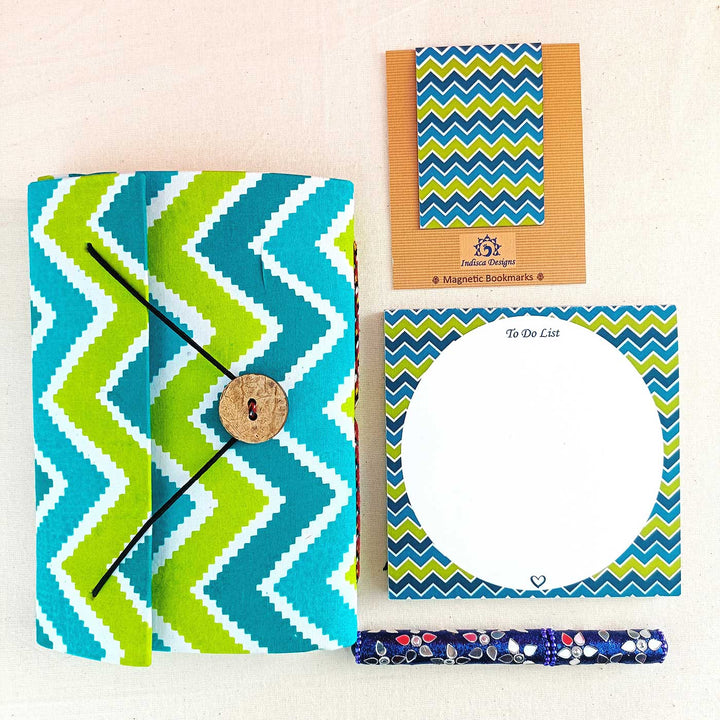 Sustainable Workspace Chevron Journal, Unique Stationary & Self-Care Hamper