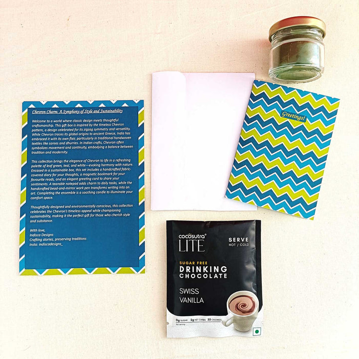 Sustainable Workspace Chevron Journal, Unique Stationary & Self-Care Hamper