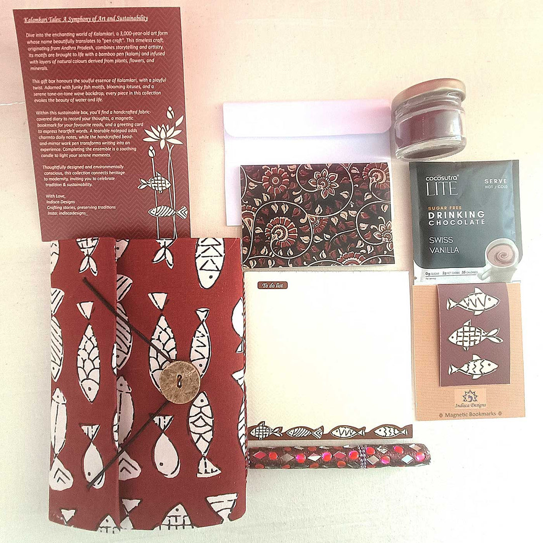 Eco-friendly Kalamkari Journal, Unique Stationary & Self-Care Hamper