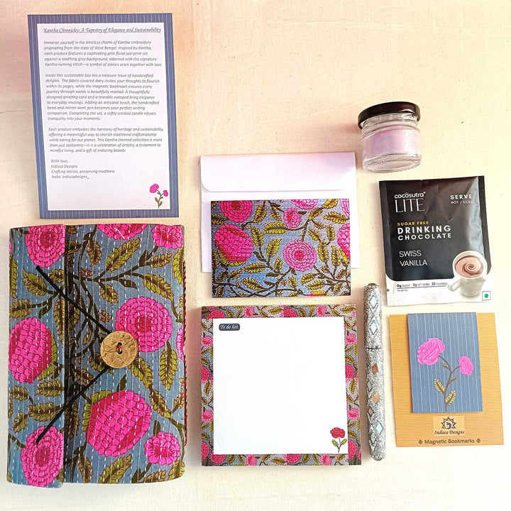 Eco-friendly Handmade Kantha Inspired Journal & Self-Care Set