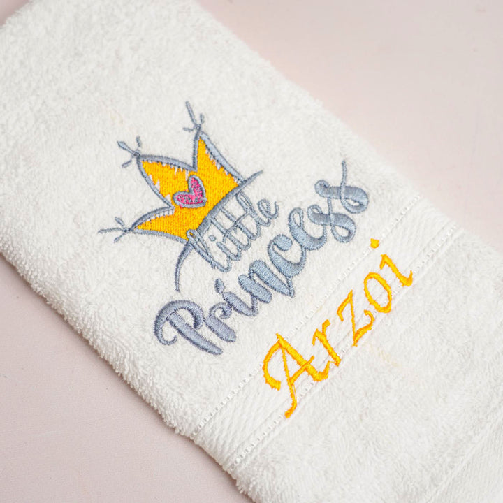 Personalized Embroidered The Little Princess Design Cotton Hand Towel