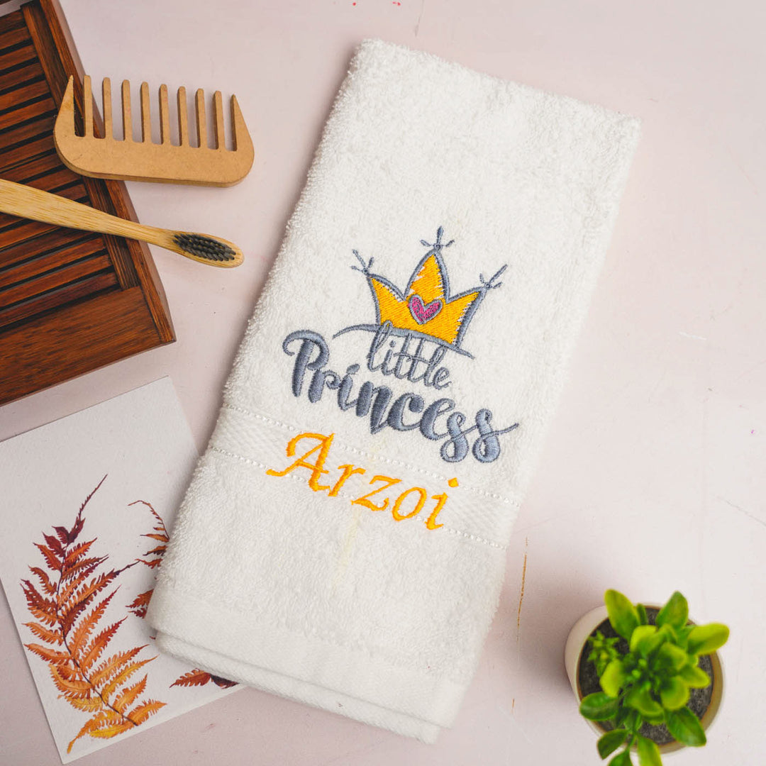 Personalized Embroidered The Little Princess Design Cotton Hand Towel