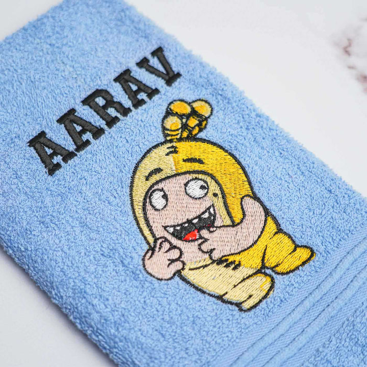 Personalized Embroidered Oddbods Design Cotton Hand Towel