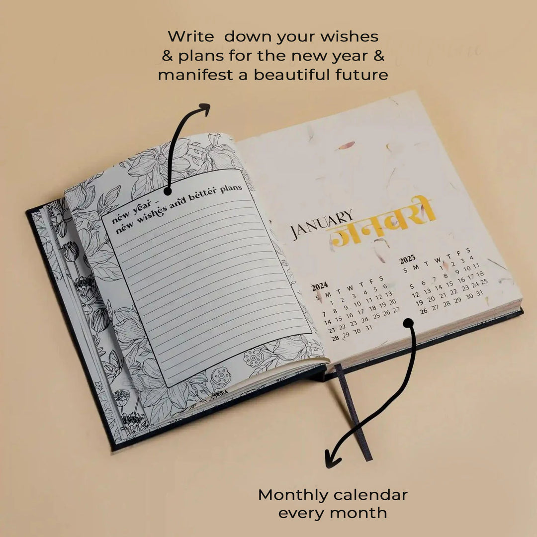 Handmade Narangi Parrot  Planner With Habit Tracker | 160 Pages