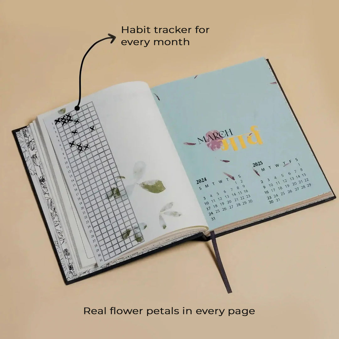 Handmade Narangi Parrot  Planner With Habit Tracker | 160 Pages