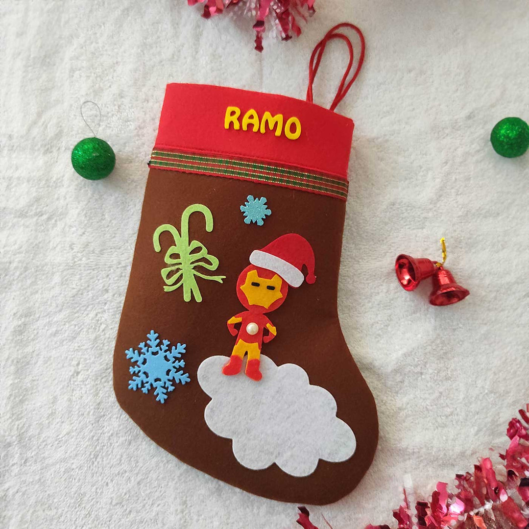 Personalized Iron Man Felt Stockings For Christmas Decoration