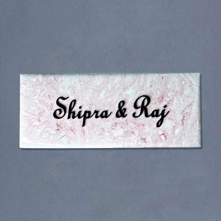 Personalized Resin White & Pink Name Plate