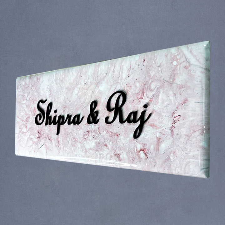 Personalized Resin White & Pink Name Plate