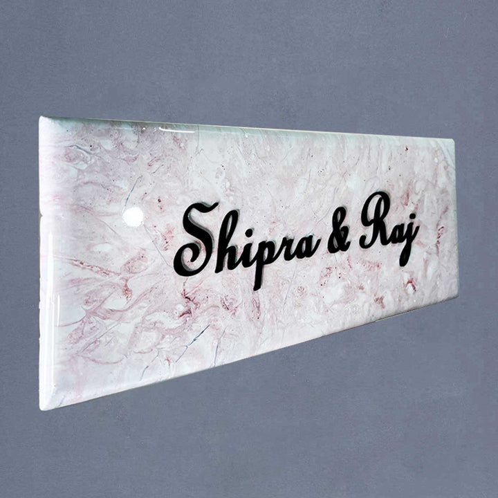 Personalized Resin White & Pink Name Plate