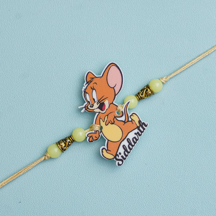 Personalized Handmade Tom & Jerry Acrylic Kids Rakhi With Roli Chawal