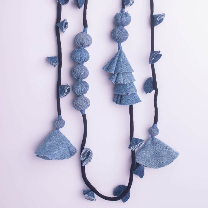 Handcrafted Upcycled Denim Adjustable Necklace