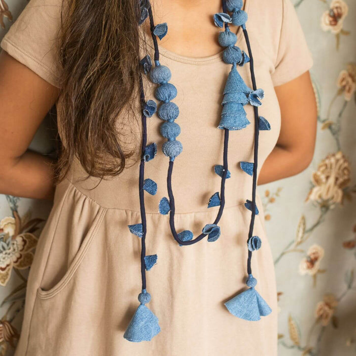 Handcrafted Upcycled Denim Adjustable Necklace