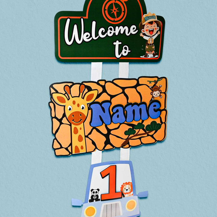 Personalized Jungle Safari Theme Welcome Banner For Birthday Party Decoration