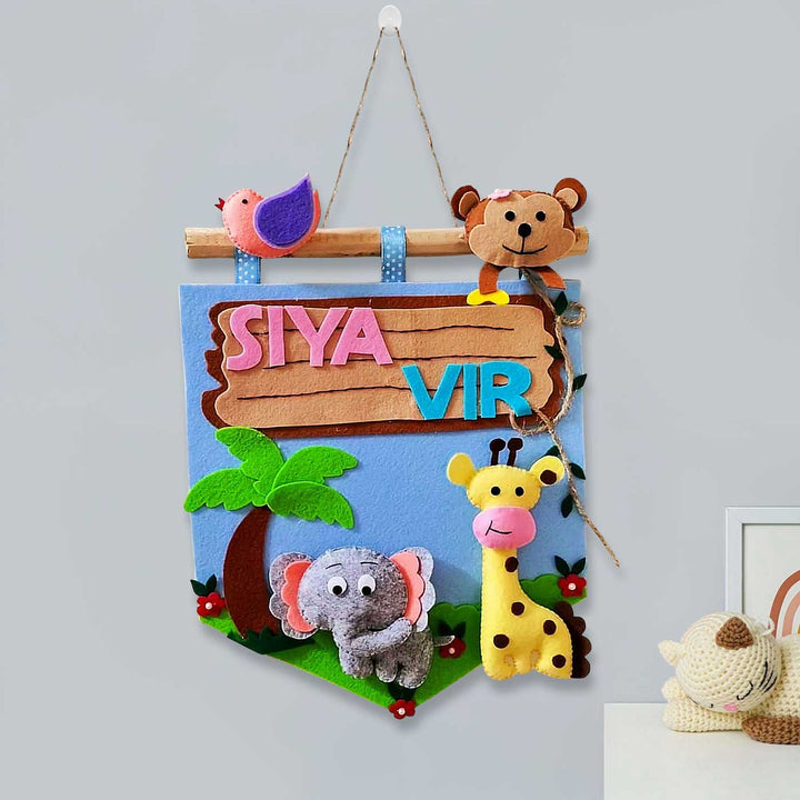 Personalized Jungle Theme Felt Kids Name Plate