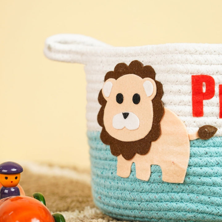 Handmade Personalized Jungle Themed Kids Rope Basket