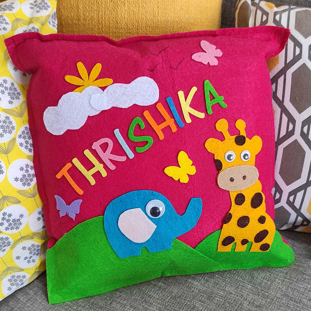 Personalized Handmade Jungle Theme Felt Kids Pillow