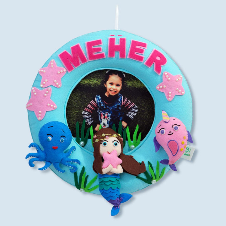 Photo Personalized Kid's Mermaid Theme Felt Nameplate