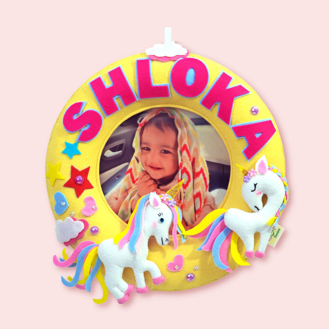 Photo Personalized Kid's Unicorn Theme Felt Nameplate