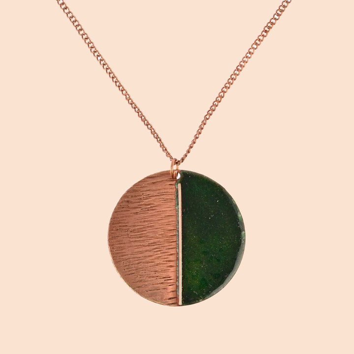 Hand Crafted Green Copper Enamel Kakan Pendant