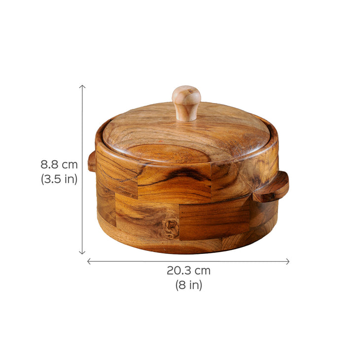 Kapish Teak Wood Hot Pot with Stainless Steel Bowl